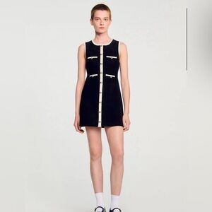 FIORELLA SHORT VELVET KNIT DRESS BLACK Sizes 38